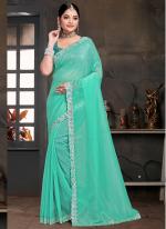 Currency Silk Sea Green Wedding Wear Embroidery Work Saree